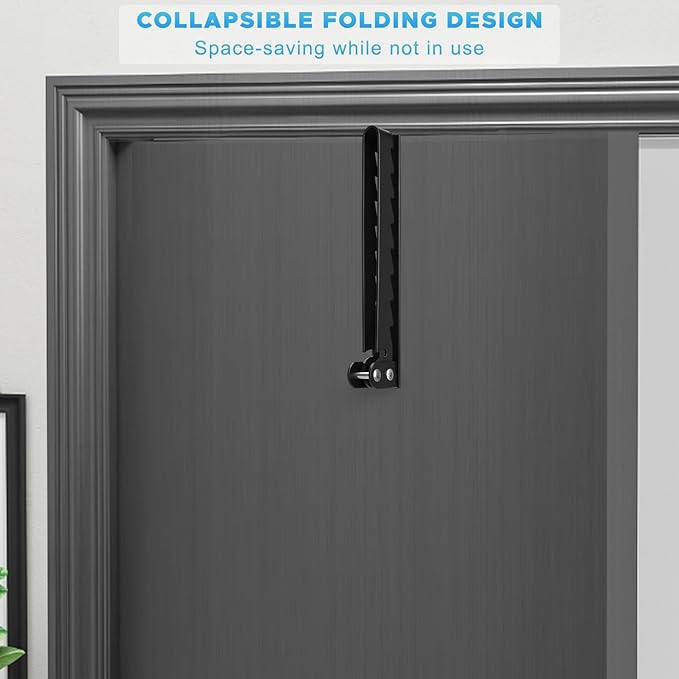 FYY Over The Door Hooks Hanger, 2 Pack Collapsible Folding Over Door Clothes Drying Rack Space Saving Laundry Hanging Storage Hook for Clothing, Coats, Towels for Bedroom Bathroom Black