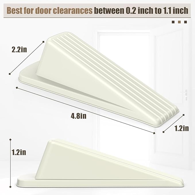 Crosize Door Stoppers for Bottom of Door, Premium Rubber Door Stops, Sturdy Door Wedge for Carpet, Tile, Concrete, Wood, Door Holder for Heavy Duty Door, White