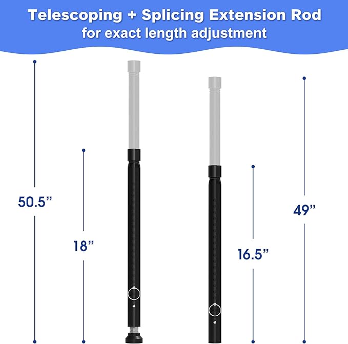 Sliding Door Security Bar,16 to 51 Inch Adjustable Sliding Patio Door Window Security Bar Stopper, Child Proof Window Locks Security Bars, Black Heavy Duty Sliding Glass Door Lock Bar