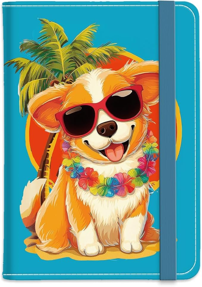 PU Leather Passport Holder Cover 5.9×4.3 Inch with Credit Card Slot and Boarding Pass Slot Combo Blocking Passport Holder Wallet Cover Case for Travel Boarding Essentials (Corgi)