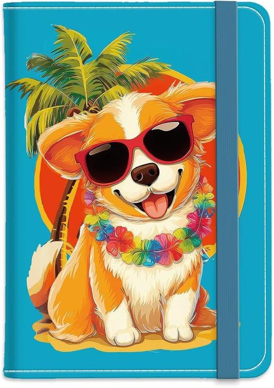 PU Leather Passport Holder Cover 5.9×4.3 Inch with Credit Card Slot and Boarding Pass Slot Combo Blocking Passport Holder Wallet Cover Case for Travel Boarding Essentials (Corgi)