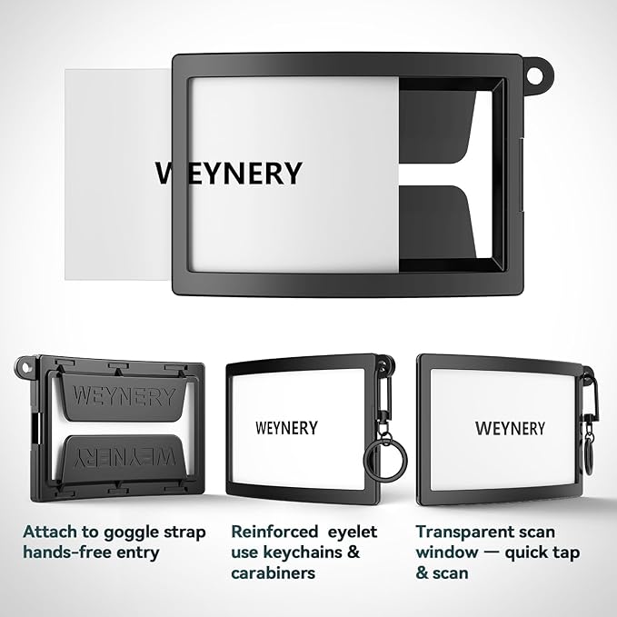 Ski Pass Holder – Attach to Goggles, Backpack or Gear, Easy Scan Season Pass & Lift Tickets with Secure Clip, Multi-Use for Ski, Work or ID Cards