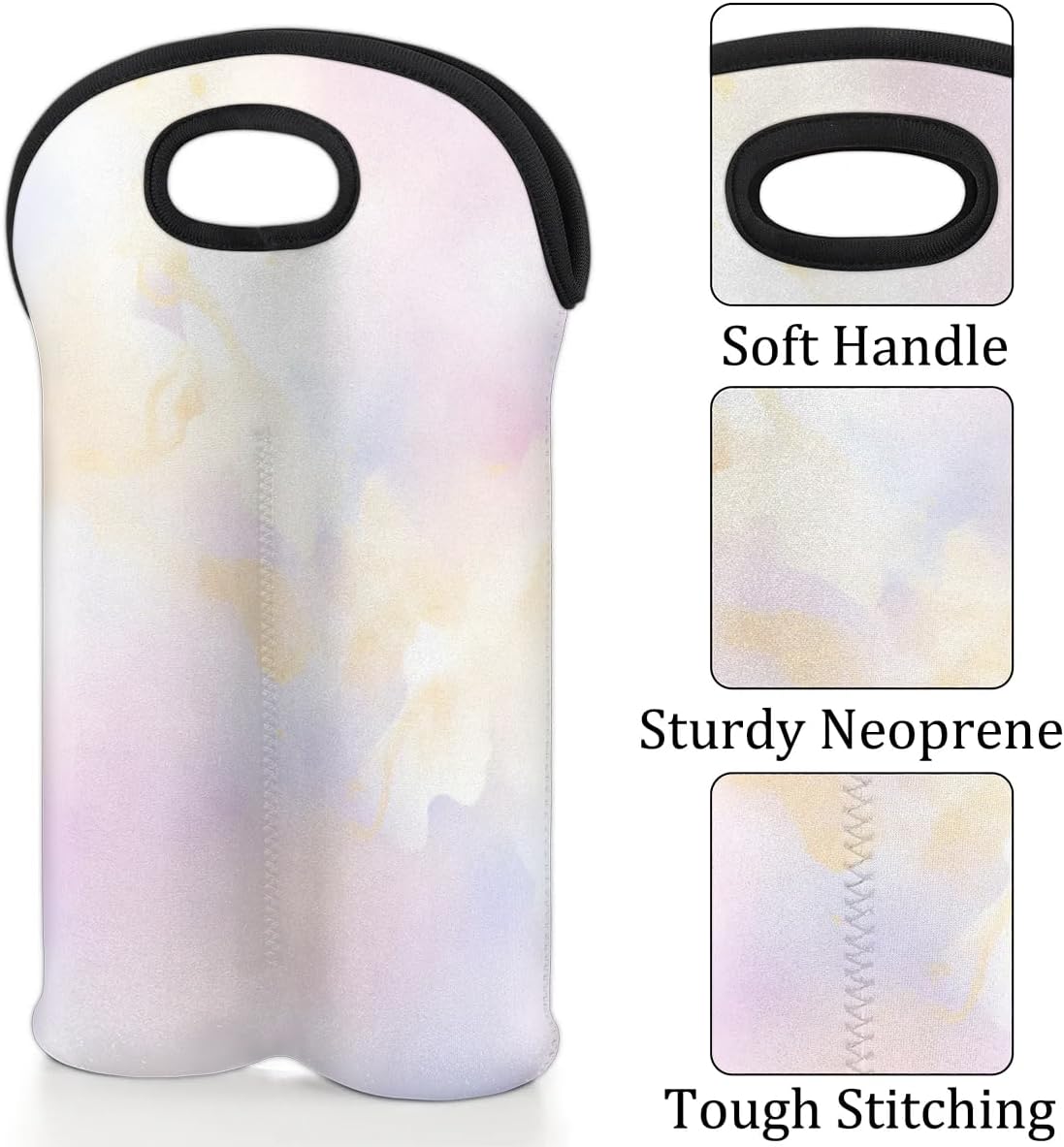 Wine Carrier Tote Personalized Bag for 2 Bottles - Neoprene Wine Bottle Holder with Carry Handle, Wine Protective Bag Insulated Bag Beer Cans Water Bottle Holder for Travel Picnic,Style6
