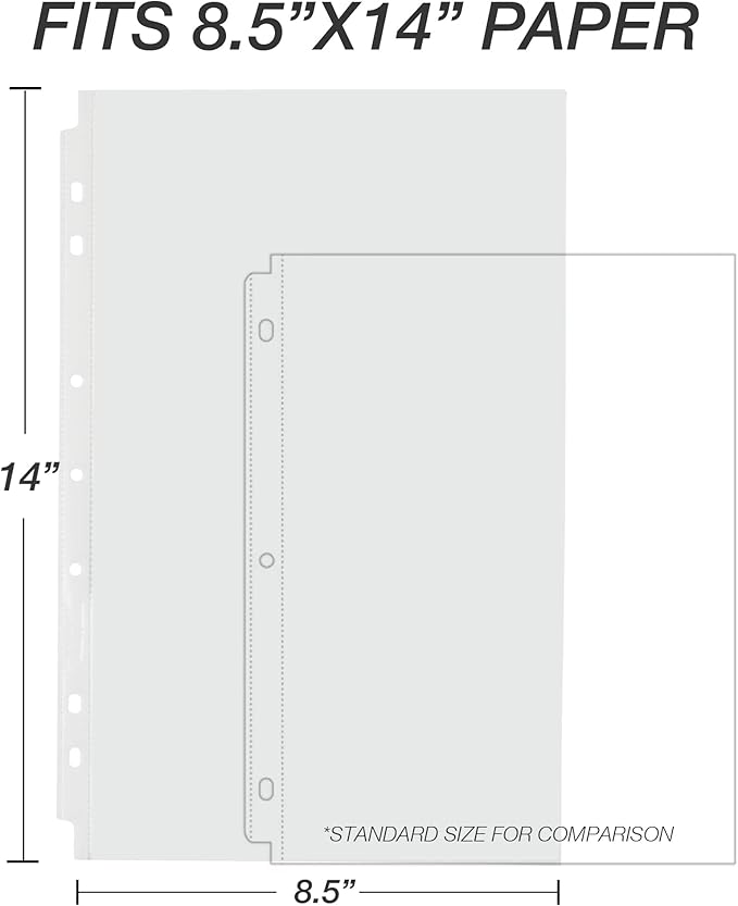 Samsill Sheet Protectors, 8.5 x 14 Inch Document Protectors for Legal Binder, Heavyweight, Clear, Legal Size, Top Loading, Acid Free, 30 Pack