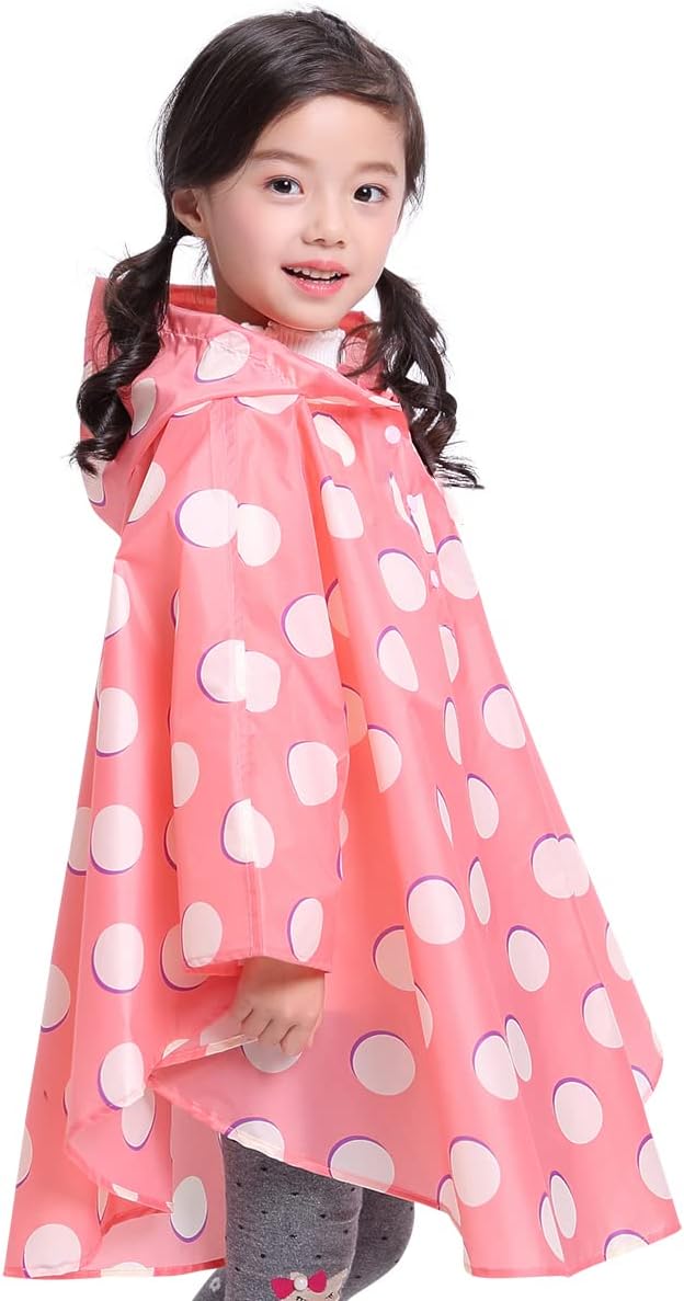 Spmor Kids Rain Poncho Hooded Jacket Rain Coat