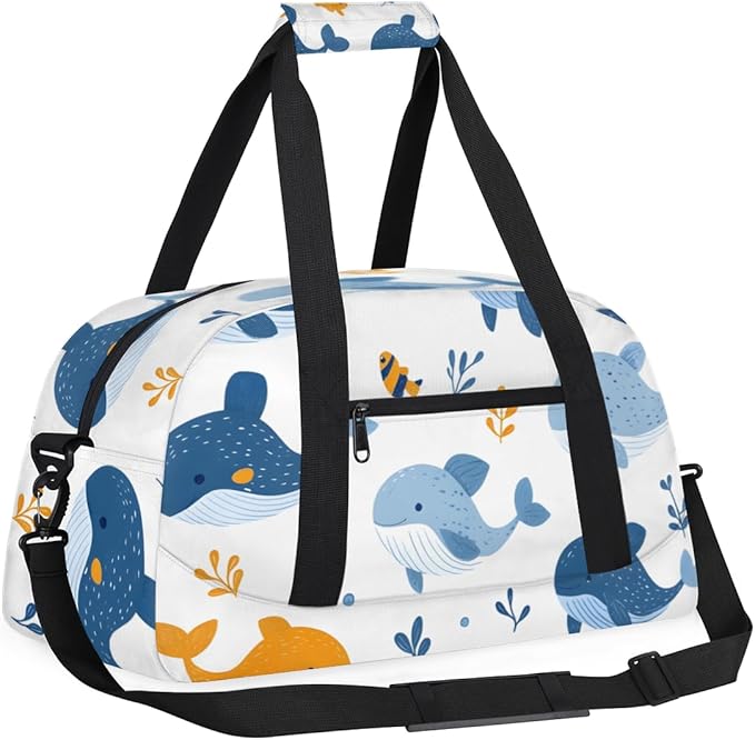 Ocean Dolphins Gym Travel Duffle Bag for Women & Men with Front Zipper Pocket for Sports, Overnight, Weekender, Carry On,Workout & Dance Bag,Dolphins Animals,18.9 * 8.7 * 10.6 in