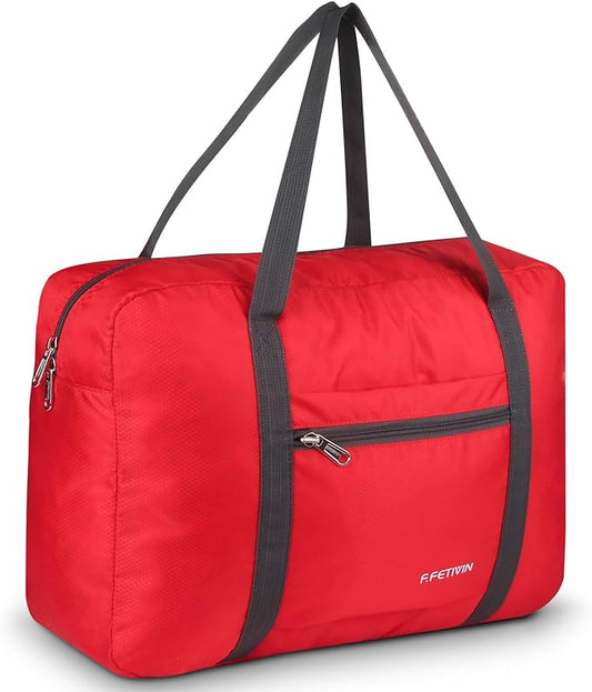F.FETIVIN Personal item travel bag 17.7x12.6x6.3 for Spirit Airlines Lightweight carry on duffle bag water resistant for Gym,Sports,Vacation(Red)