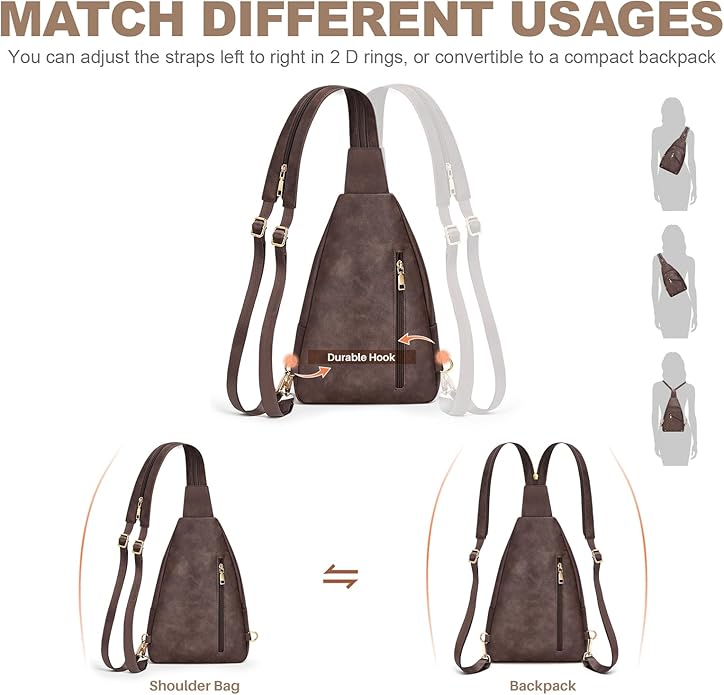 Anti Theft Sling Bag for Women, RFID Crossbody Purses Convertible Sling Backpack, Cross Body Purse Chest Bag