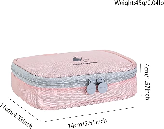 Small Empty First Aid Bag, Compact Travel Medicine Pouch Double Zippers Cute Pill Pocket for Travel Home,Pink