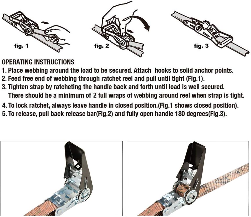 XSTRAP STANDARD Ratchet Tie Down Straps 4 Pk 10 Ft- 300 Lbs Load Cap- 900 Lbs Break Strength-Cargo Straps for Hunting, UTV, ATV, Pickup, Truck, Moving Appliances, Lawn Equipment, Camouflage