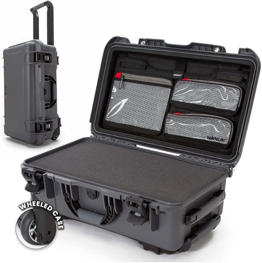 NANUK 935 Hard Case with Cubed Foam and Lid Organizer – Waterproof Protective Equipment Case with Wheels, 22” x 14” x 9” – Dustproof, Airline Carry-On Approved – Graphite