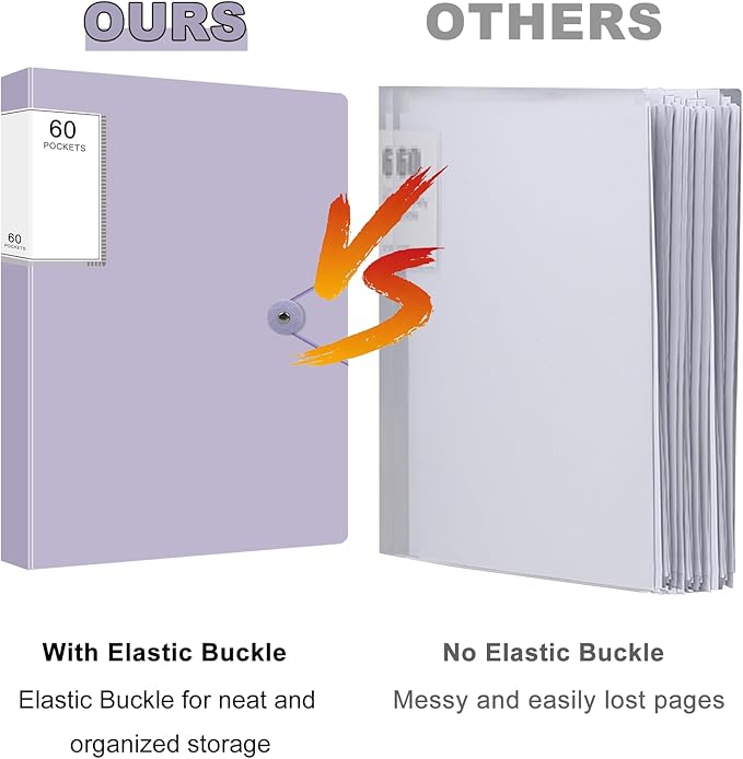 Art Binder, Presentation Book with Clear Sleeves, 60 Pocket Folder with Plastic Sleeves, Presentation Folders for Artwork Document Organizer
