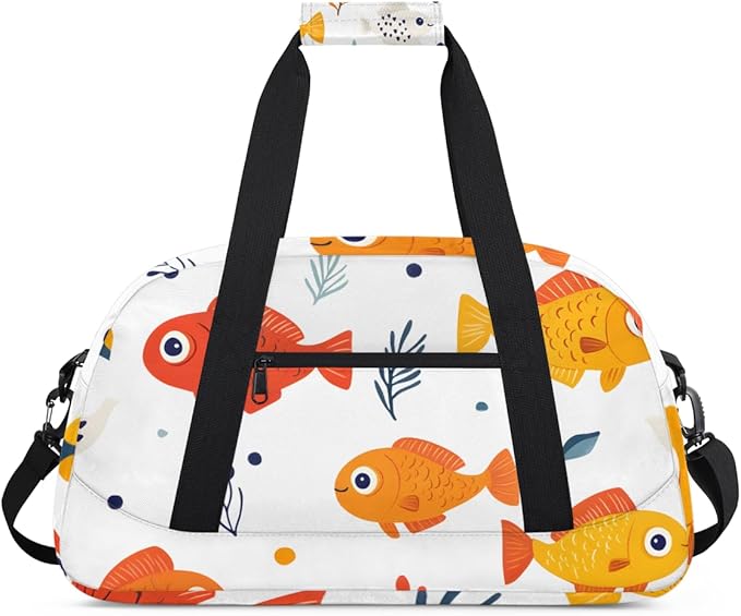 Fish Gym Travel Duffle Bag for Women & Men with Front Zipper Pocket for Sports, Overnight, Weekender, Carry On,Workout & Dance Bag,Cute Fish,18.9 * 8.7 * 10.6 in