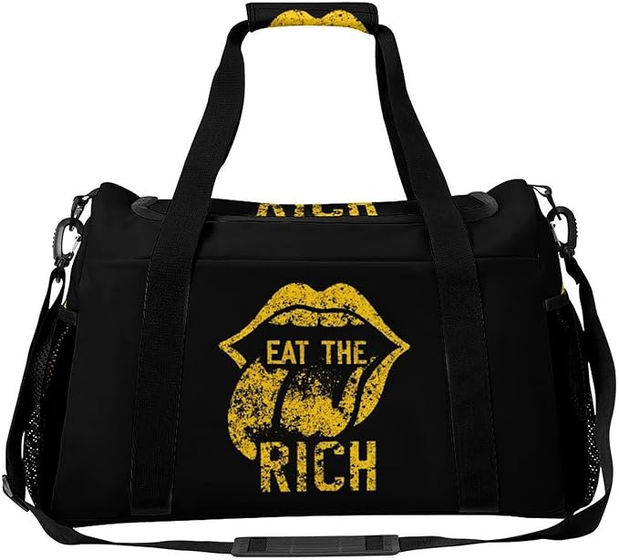 Eat The Rich Duffle Bag Gym Bag for Workout Travel Tote with Detachable Straps