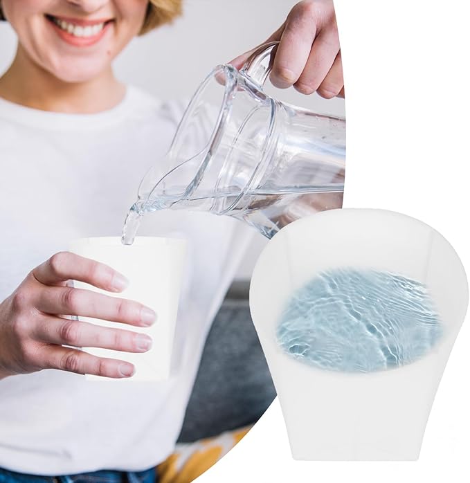 Foldable Silicone Travel Cup - Collapsible Water Bottle for Camping & Hiking | 8.45 OZ | Dishwasher Safe | BPA-Free (Grey blue)
