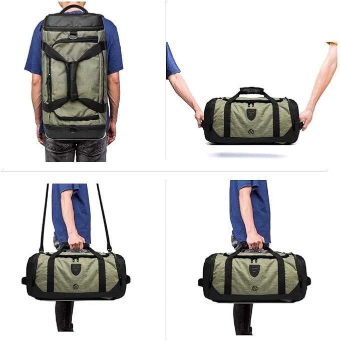 Gym Bag Backpack Waterproof Duffle Bags Travel Weekender Duffel Bag for Men Women Overnight Bag with Shoes Compartment Green