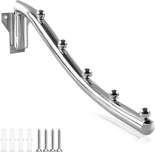 Stainless Steel Clothes Hanger Wall Mount, Folding Coat Rack with Swing Arm Holder Heavy Duty Hanging Rail Rod Garment Hooks Space Saver Closet Organizer, 1PCS