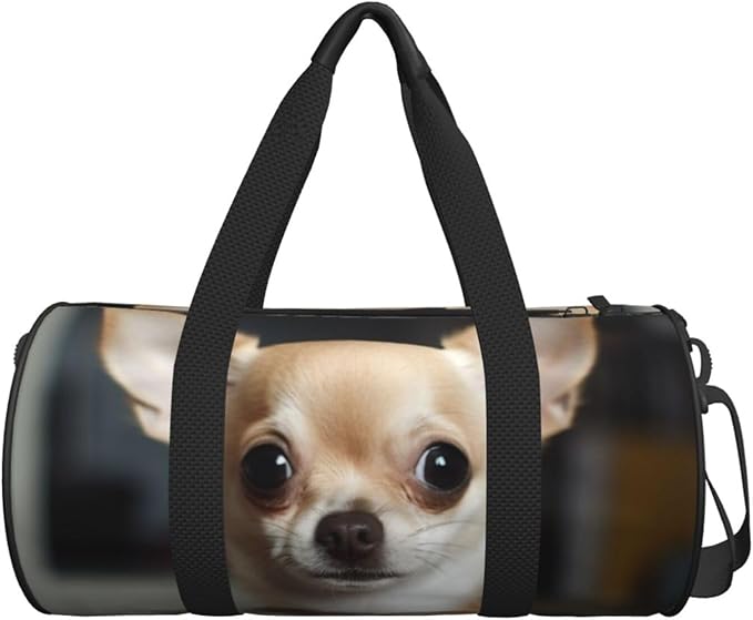 cute chihuahua Sports Gym Bag for Women Men Travel Duffel Bag Tote Weekender Bag Canvas Carry on Overnight Bag for Travel Swimming Fitness Workout Sports Duffle Bag