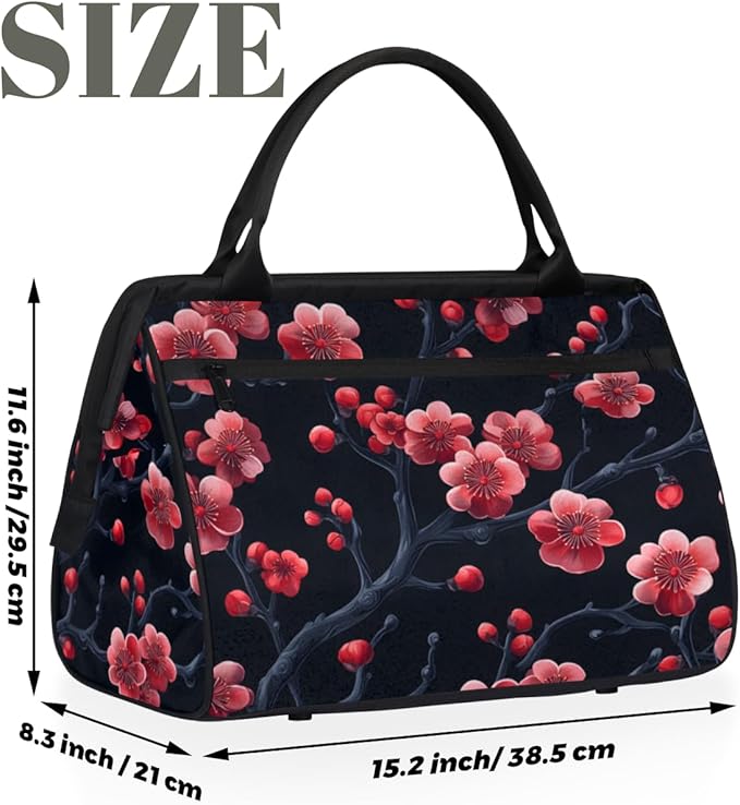 Plum Blossom Tree Overnight Weekender Bag for Women Men Travel Duffel Bags Waterproof Luggage Carry on Sports Yoga Gym Bag