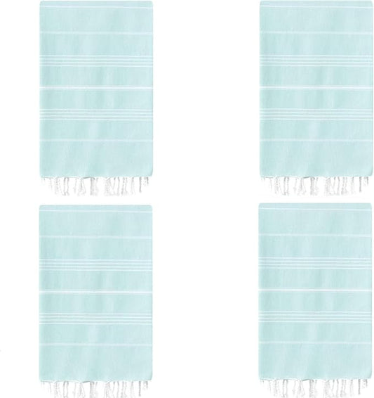 HAVLULAND Turkish Beach Towels Pack 4 – Oversized, Quick-Dry & Sand-Free | Lightweight, Absorbent Bath Towels for Travel, Pool, Vacation & Beach Blanket | 40” x 72” Bulk Set – Aquamarine