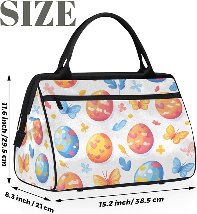 Spring Easter Eggs Overnight Weekender Bag for Women Men Travel Duffel Bags Waterproof Luggage Carry on Sports Yoga Gym Bag