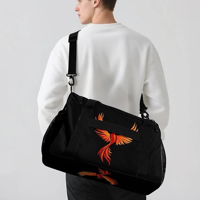 Phoenixes Rising Duffle Bag Gym Bag for Workout Travel Tote with Detachable Straps