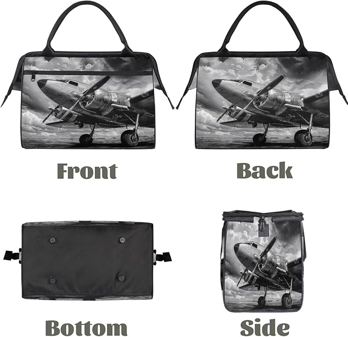 Multipurpose Duffle Bag, Waterproof Carry On Bag with Spacious Design, Retro Airplane Gym Bags, 15.2x8.3x11.6in
