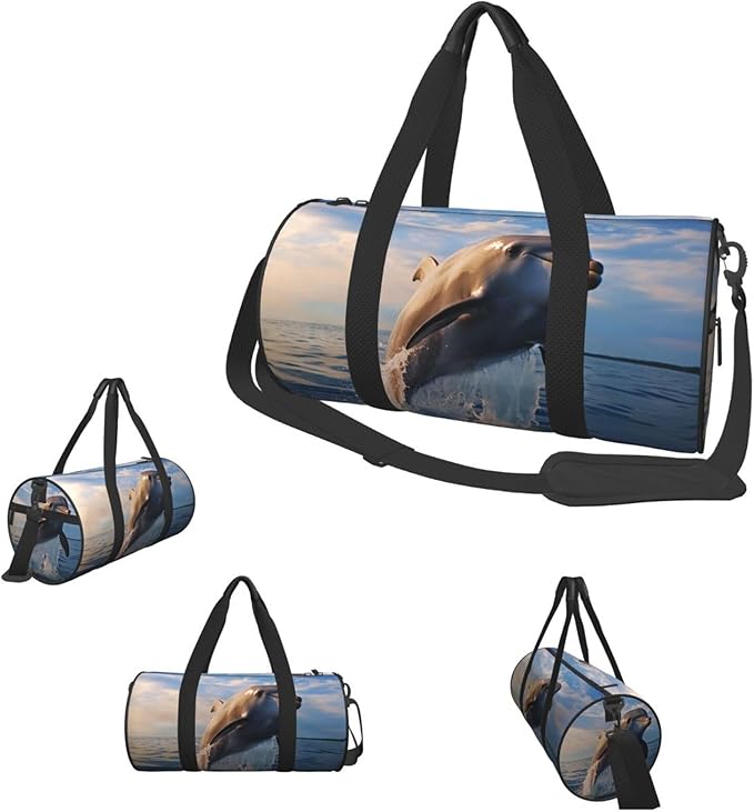 Travel Duffel Bag Lightweight Carry On Weekender Overnight Bags Cute dolphin Sports Tote Gym Backpack with Adjustable Strap Hospital Bags Foldable Luggage Bag for Women Men
