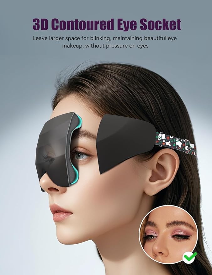 Sleep Mask for Side Sleeper Women Men, EVA BELLE Eye Mask for Sleeping Light Blocking, 3D Sleeping Mask Blackout, Soft Breathable Eye Shade Cover with Adjustable Elastic Strap for Travel Home Nap Rest