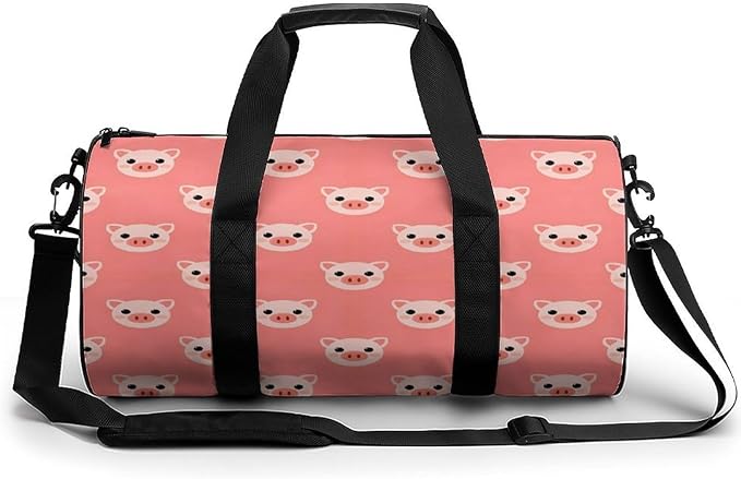 Workout Lightweight Duffel Bags Cute Pig Face Vintage Durable Travel Gym Sports Bag Carry On Weekender Overnight Bag