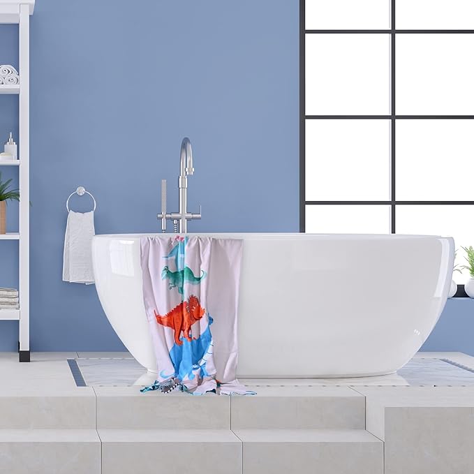 LIVILAN Small Dinosaur Beach Towel for Kids, 24”x48”, Microfiber, Quick Dry, Sand Free, Lightweight, Thin, Perfect for Girls, Boys, Bath, Swim, Shower, Unique Dinosaur Gifts and Decorations