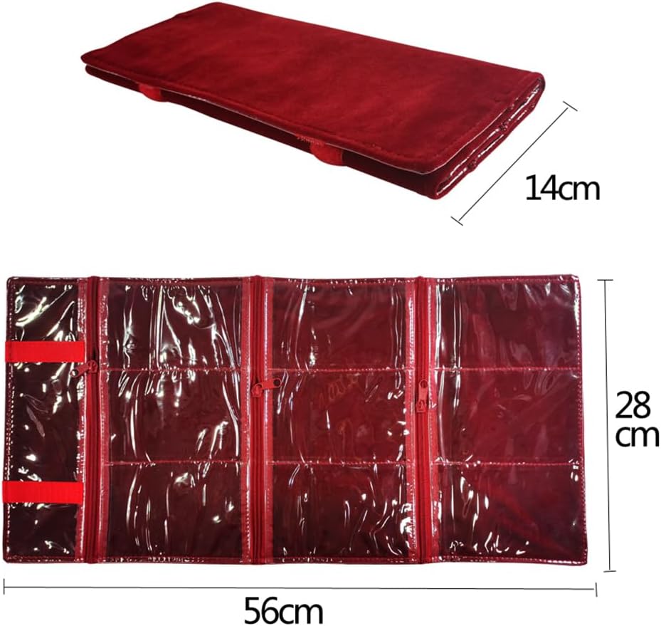 Travel Jewelry Roll Bag Portable Organizer Pouch With Grids&PVC Cover Storage Bags for Necklace, Bracelet, Bracelet,Ring, Badge, Pendant