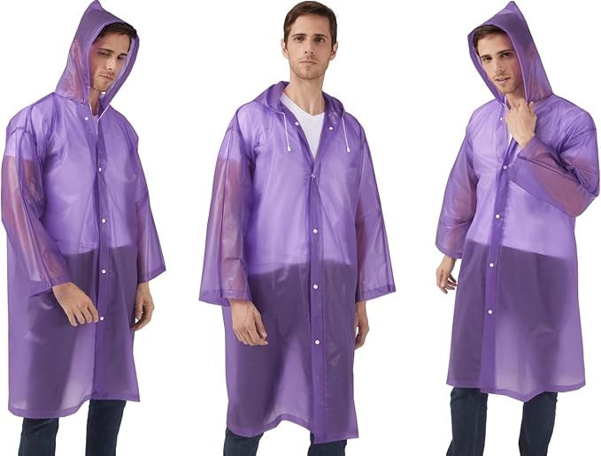 Rain Ponchos Raincoats for Adults Women, Reusable Rain Jacket Coats with Hood for Family Disney Park Travel 2 Pack