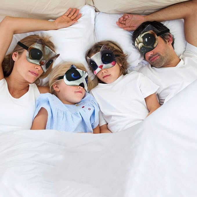HYCLES Sleep Mask for Kids Sleeping Eye Cover Cute Cartoon Animal Funny 8 Pcs Blindfold Eyeshade for Men Women Plane Travel Game Nap Night Sleeping