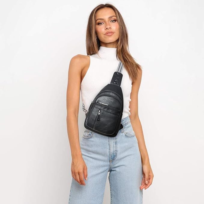 7L Sling Bag For Women Men Backpack Fanny Pack Crossbody Chest Travel Shoulder Belt Bags Purse Handbag PU Leather