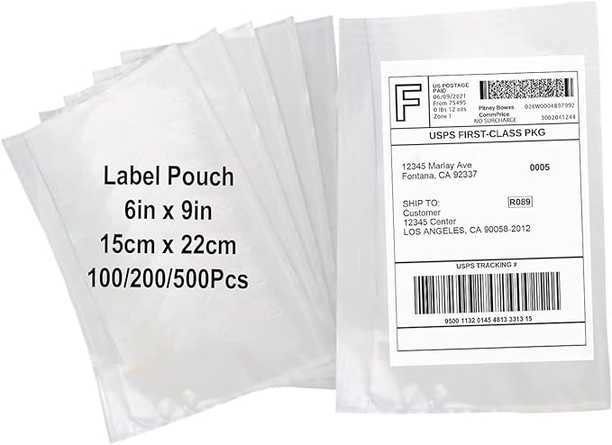 6x9 Packing List Mailing Envelopes Shipping Envelopes Packing List Clear Adhesive Shipping Label Sleeves Shipping Supplies for Small Businesses(1000 Pcs)