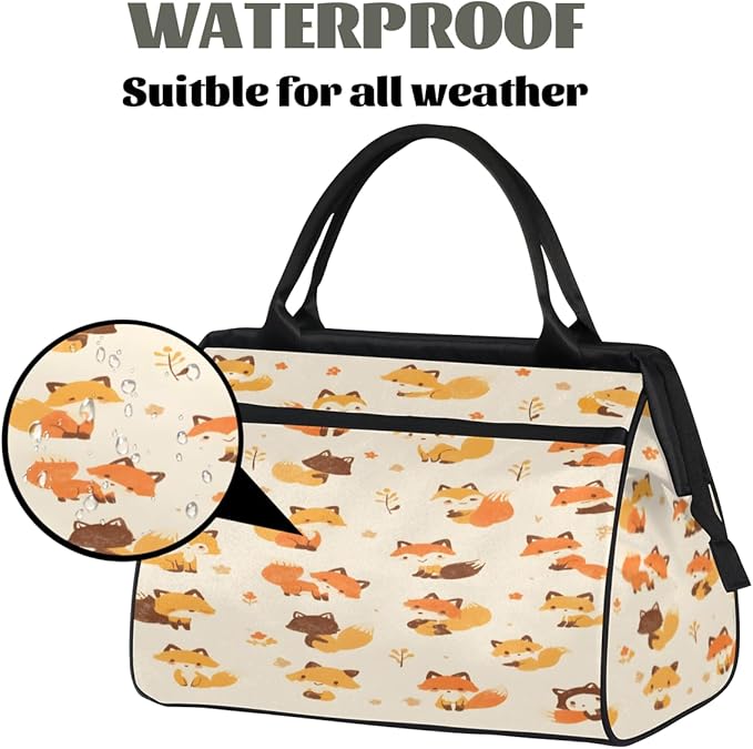 Cute Fox Overnight Weekender Bag for Women Men Travel Duffel Bags Waterproof Luggage Carry on Sports Yoga Gym Bag