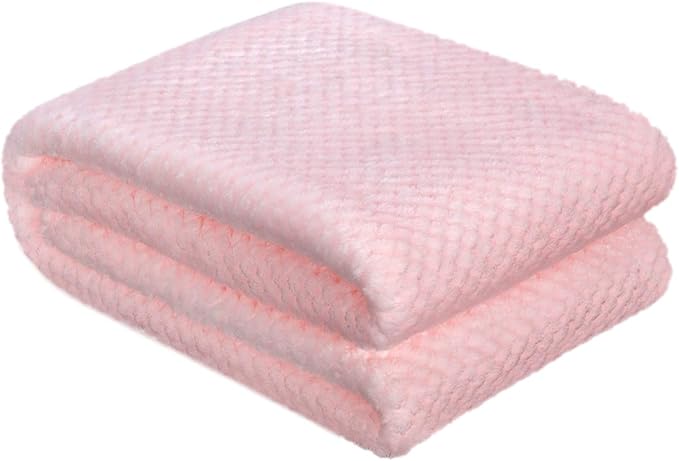 Fuzzy Throw Blanket, Plush Fleece Blankets for Adults, Toddler, Boys and Girls, Warm Soft Blankets and Throws for Bed, Couch, Sofa, Travel and Outdoor, Camping (40”×60”, Baby Pink)