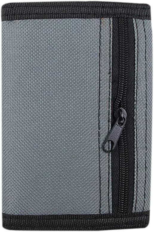 NEICY RFID Blocking Canvas Wallet for Men and Women - Camo Trifold Outdoor Sports Wallets with Magic Sticker for Teen Kids (Grey)