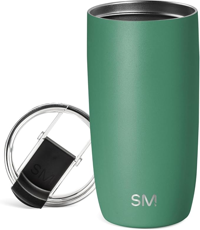 Simple Modern Travel Coffee Mug Tumbler with Flip Lid | Reusable Insulated Stainless Steel Cold Brew Iced Coffee Cup Thermos | Gifts for Women Men Him Her | Voyager Collection | 16oz | Basil
