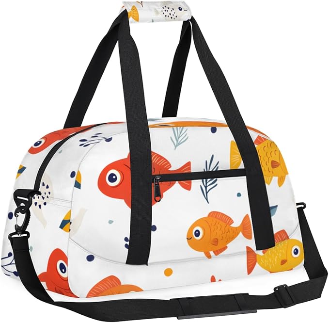 Fish Gym Travel Duffle Bag for Women & Men with Front Zipper Pocket for Sports, Overnight, Weekender, Carry On,Workout & Dance Bag,Cute Fish,18.9 * 8.7 * 10.6 in