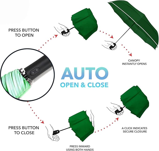 MRTLLOA 42/49 Inch Compact Travel Essentials Umbrella for Rain, Lightweight, Portable, Automatic, Strong, Waterproof Folding Umbrellas for Women, Men and Teenagers