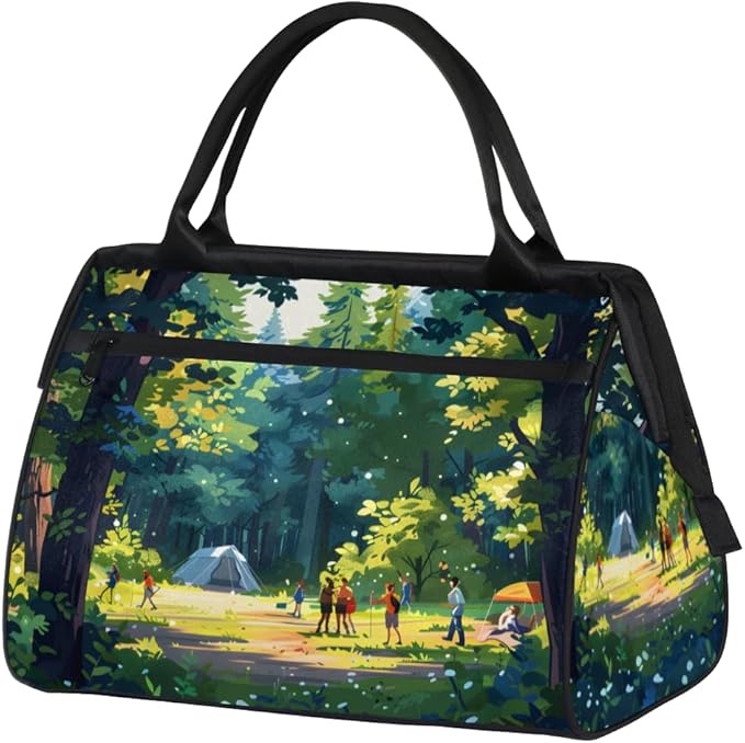 Camp Forest Overnight Weekender Bag for Women Men Travel Duffel Bags Waterproof Luggage Carry on Sports Yoga Gym Bag