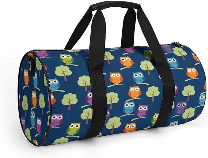 Durable Travel Gym Sports Bag Cute Owl Art Workout Lightweight Foldable Overnight Bag Training Workout Bags