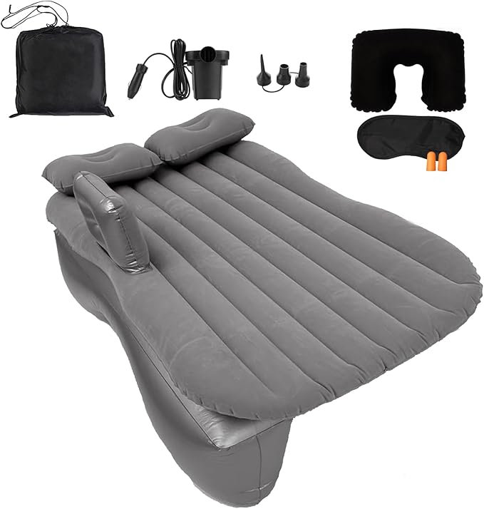 Inflatable Car Air Mattress Back Seat Bed with Air Pump,55 "x 35" Portable Thickened Car Travel Camping Sleeping Air Mattress Blow Up Bed for Car Universal SUV