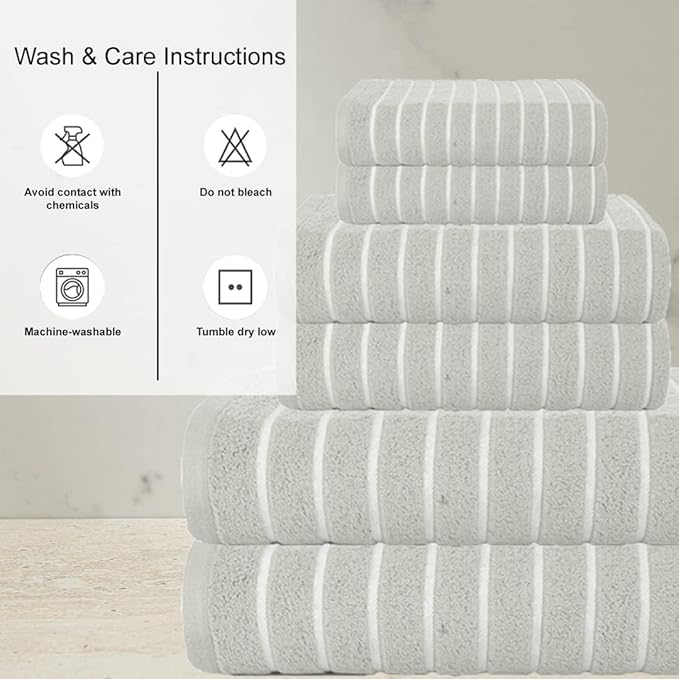 CASA COPENHAGEN Ecstatic 6Pcs 100% Egyptian Cotton Large Designer Towels Gift Set- Mauve, 600GSM, 2Bath 2Hand 2Washcloths, Bath Towels for Bathroom Set for Women & Men