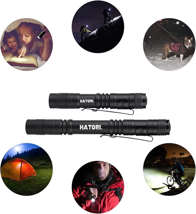 HATORI LED Mini Flashlight, Bright Small Handheld Pocket Flashlights Tactical High Lumens Pen Light for Camping, Outdoor, Emergency, 1 Pack(3.55Inch)