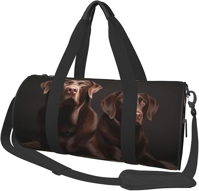 Brown Labrador Retriever Sports Gym Bag for Women Men Travel Duffel Bag Tote Weekender Bag Canvas Carry on Overnight Bag for Travel Swimming Fitness Workout Sports Duffle Bag