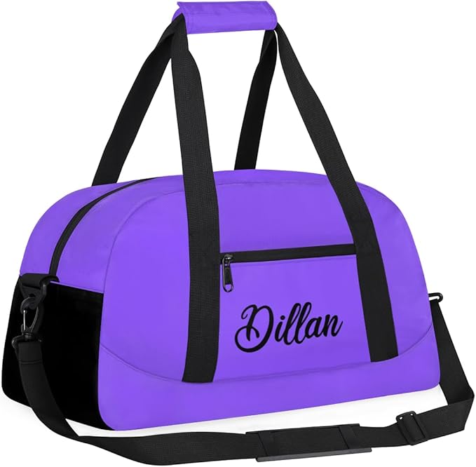 Custom Name Gym Duffel for Kids,Personalized Sports Bag Lightweight Gym Bags for Boys & Girls,Fitness Travel Weekender for Travel, Workout Purple