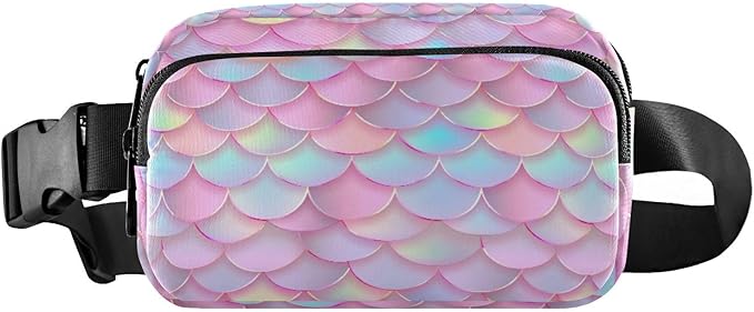Colorful Mermaid Scale Fanny Pack for Women Men Water Resistant Fashion Waist Packs with Adjustable Strap Belt Bag for Travel Workout Jogging Hiking 21219392